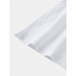 Mens 100% Cotton Mushroom Pattern Plain Short Sleeve T-Shirt