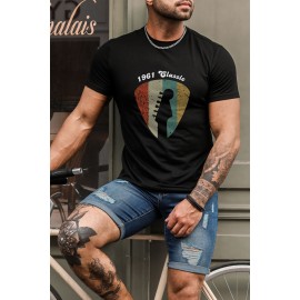 Black 1961 Classic Striped Guitar Color Block Men's Graphic Tee