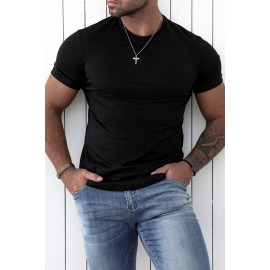 Black Crew Neck Slim Fit Men T Shirt