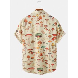 ChArmKpr Mens Colorful Element Pattern Print Loose Light Short Sleeve Shirts