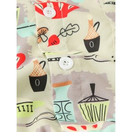 ChArmKpr Mens Colorful Element Pattern Print Loose Light Short Sleeve Shirts