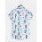 Mens All Over Cactus Pattern Lapel Short Sleeve White Shirt