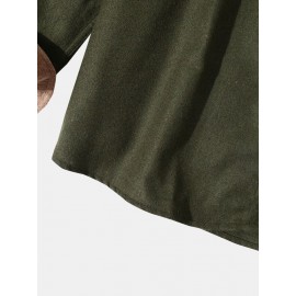 Mens Flannel Solid Button Up Pocket Basics Long Sleeve Shirts