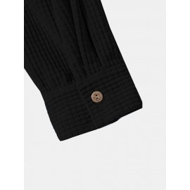 Mens Smile Face Japanese Embroidered Corduroy Long Sleeve Hooded Shirts